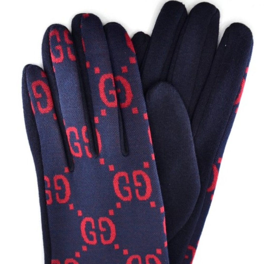 2 PACK - Navy Blue & Red Fashion Luxury Touch Phone Gloves